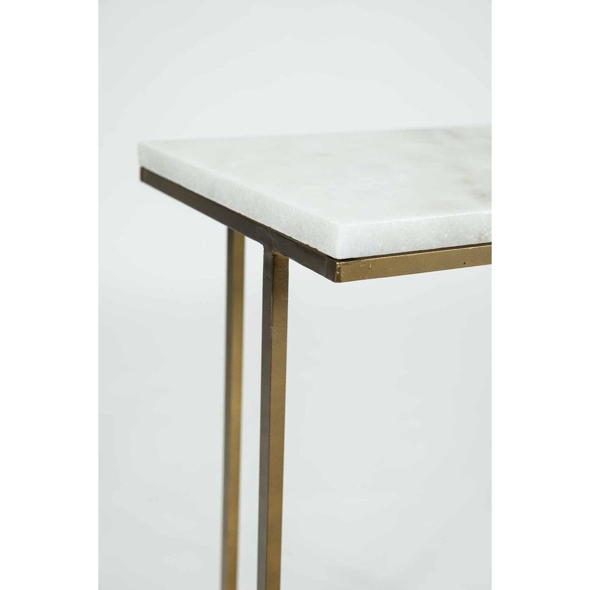 Chandler Accent Table in Antique Brass w/ White Marble Top