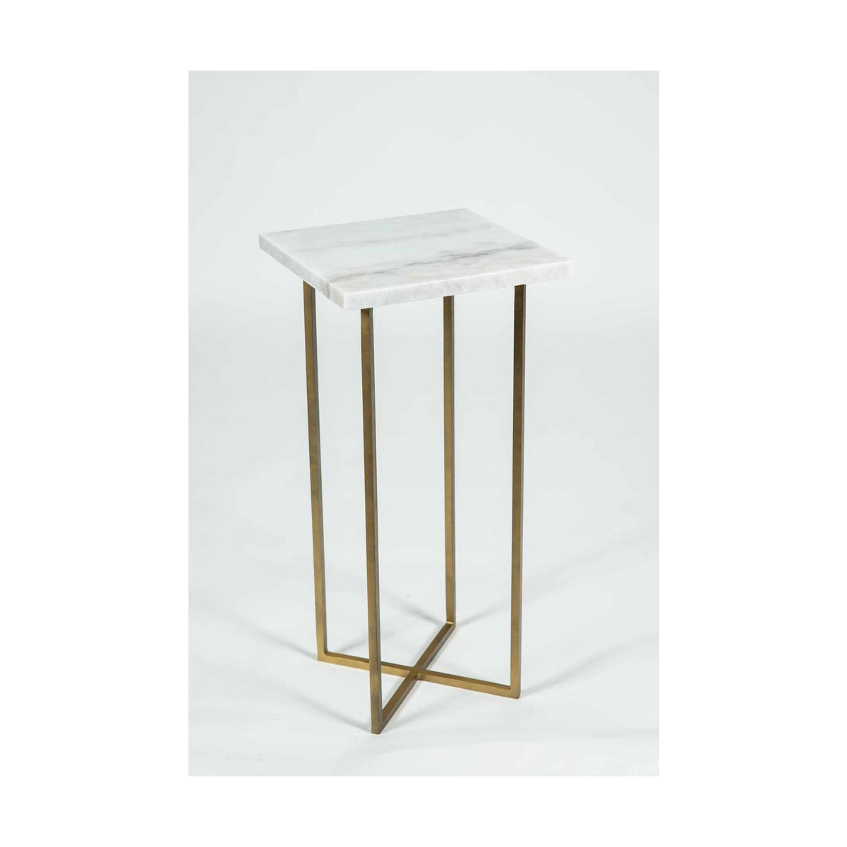 Grayson Accent Table in Antique Brass w/ White Marble Top