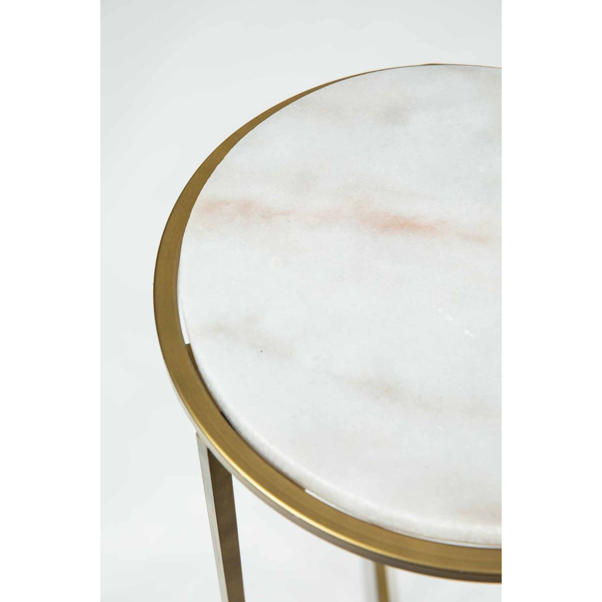 Peyton Accent Table in Antique Brass w/ White Marble Top