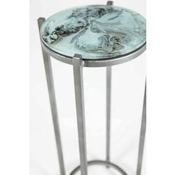 Quinn Accent Table in Antique Silver w/ Top in Ashland Slate