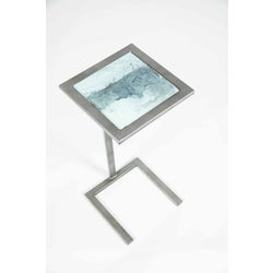 Dawson Accent Table in Antique Silver w/ Top in Thundering Cloud Finish