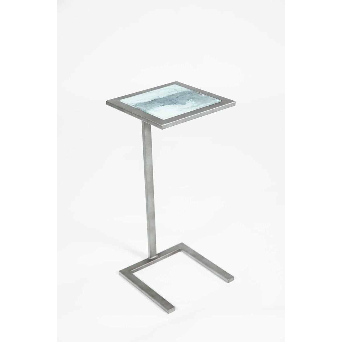 Dawson Accent Table in Antique Silver w/ Top in Thundering Cloud Finish