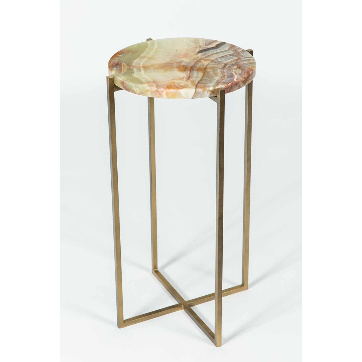 Mia Accent Table in Antique Brass w/ Green Talan Onyx Top