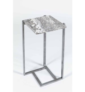 Russell Accent Table in Antique Silver w/ Zebra Onyx Top