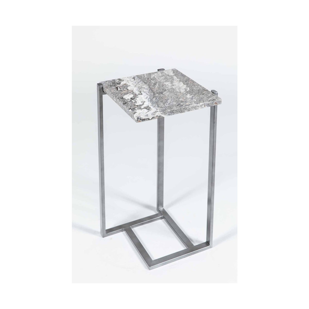 Russell Accent Table in Antique Silver w/ Zebra Onyx Top