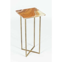 Grayson Accent Table in Antique Brass w/ Green Talan Onyx Top