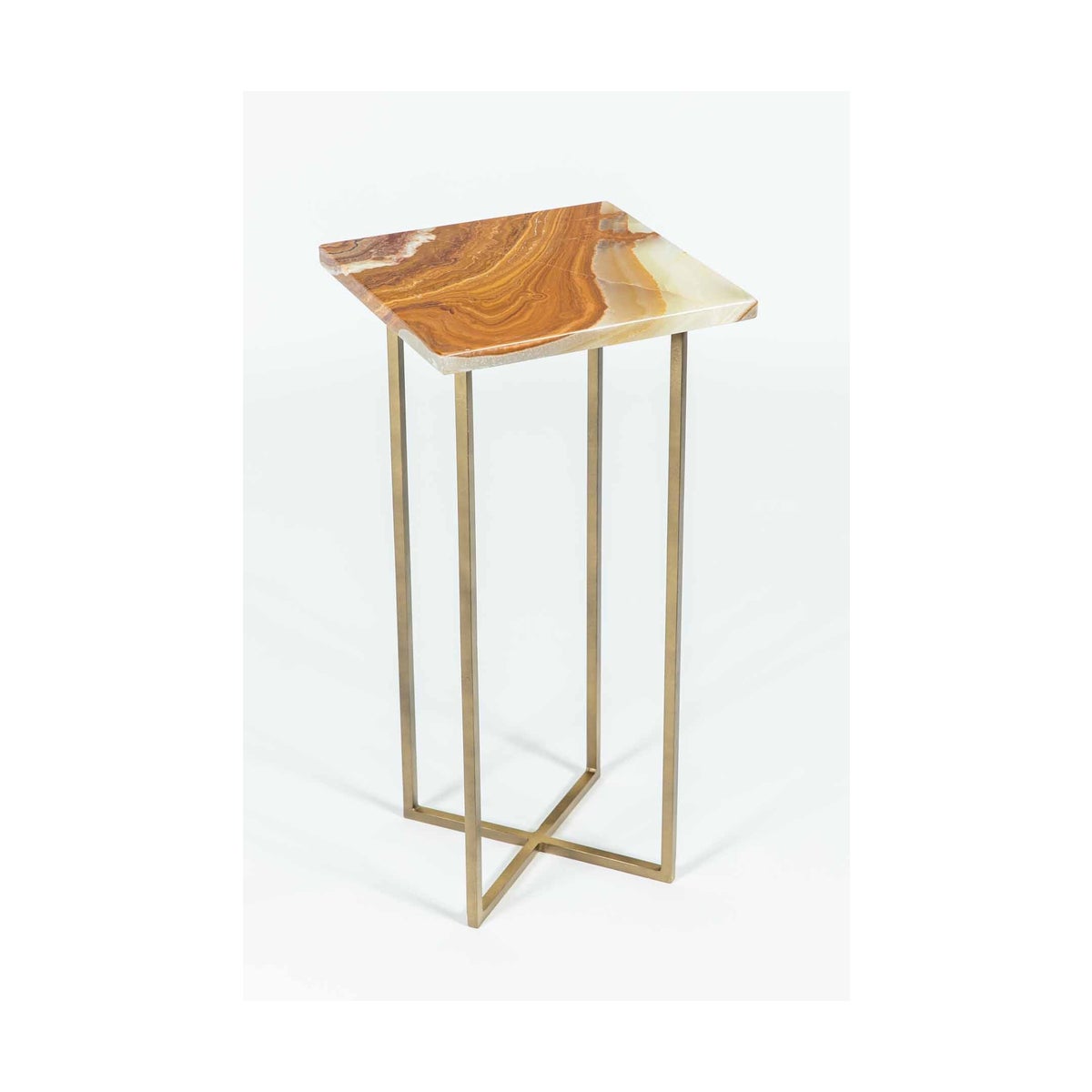 Grayson Accent Table in Antique Brass w/ Green Talan Onyx Top