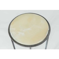 Peyton Accent Table in Antique Silver w/ Cream Onyx Top