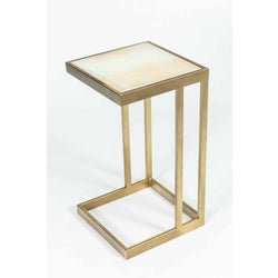 Margo Accent Table in Antique Brass with White Onyx