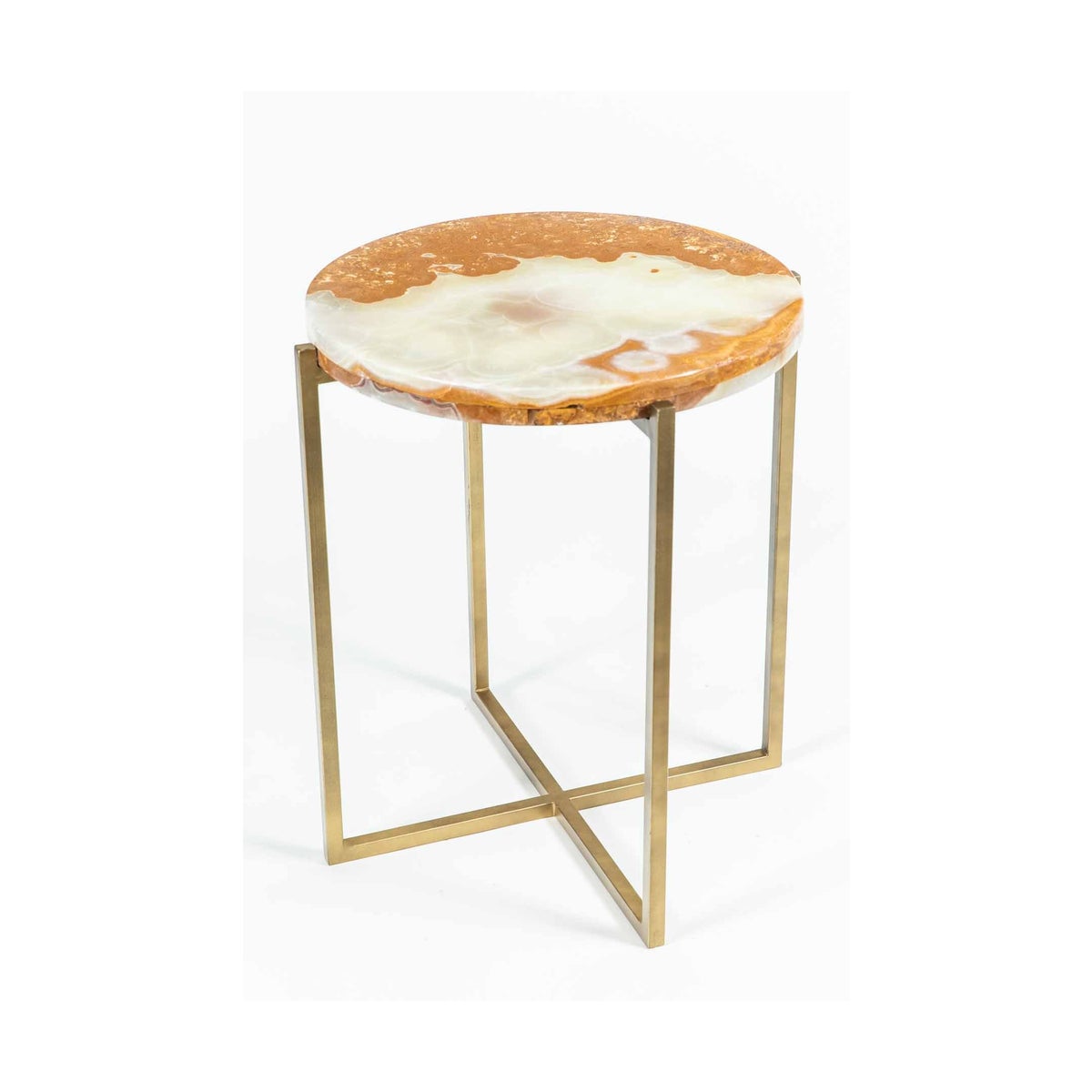 Miles Side Table in Antique Brass with Green Talan Onyx