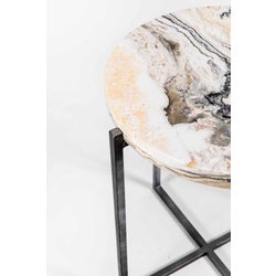 Miles Side Table in Antique Silver with Zebra Onyx