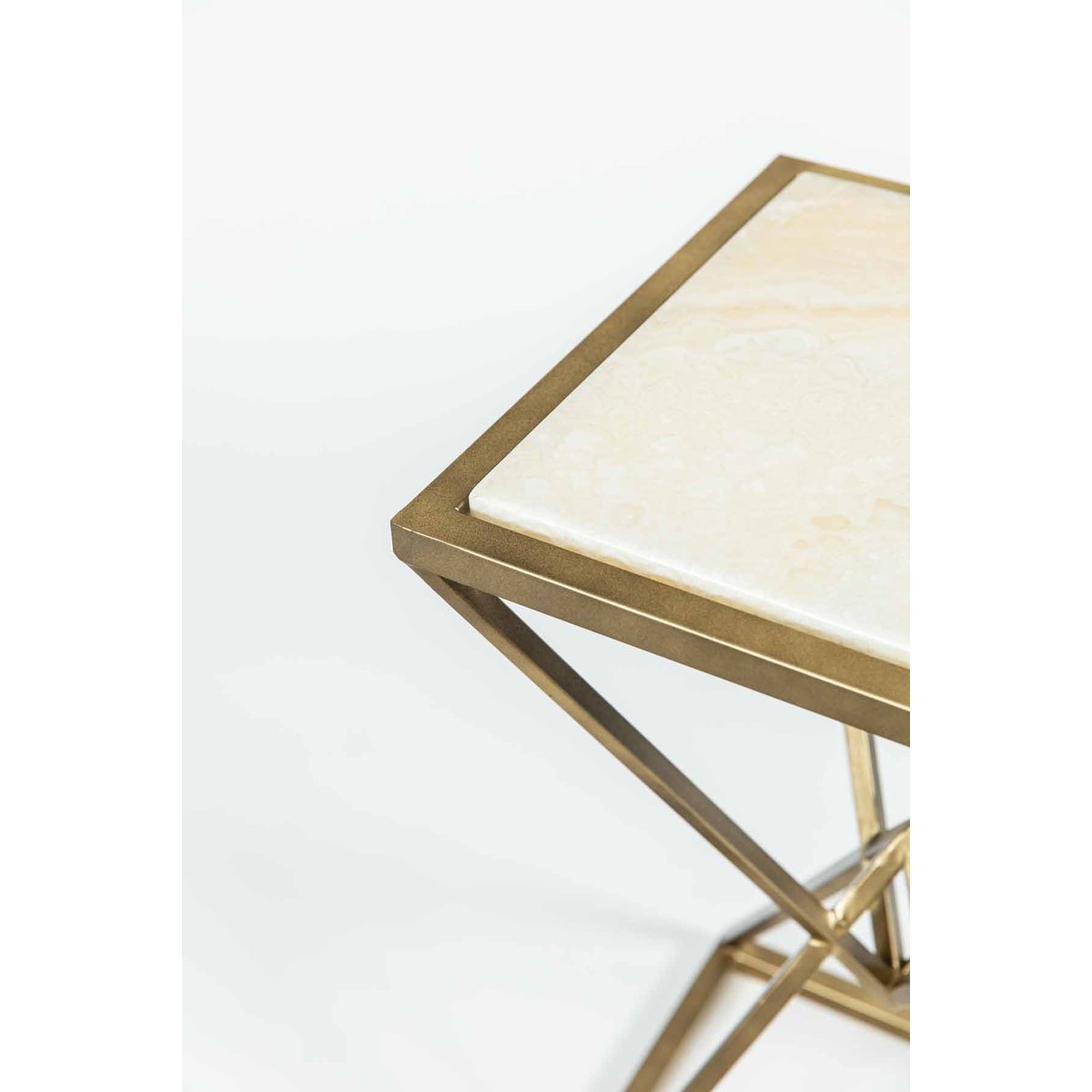 Malcolm Accent Table in Antique Brass with Cream Onyx