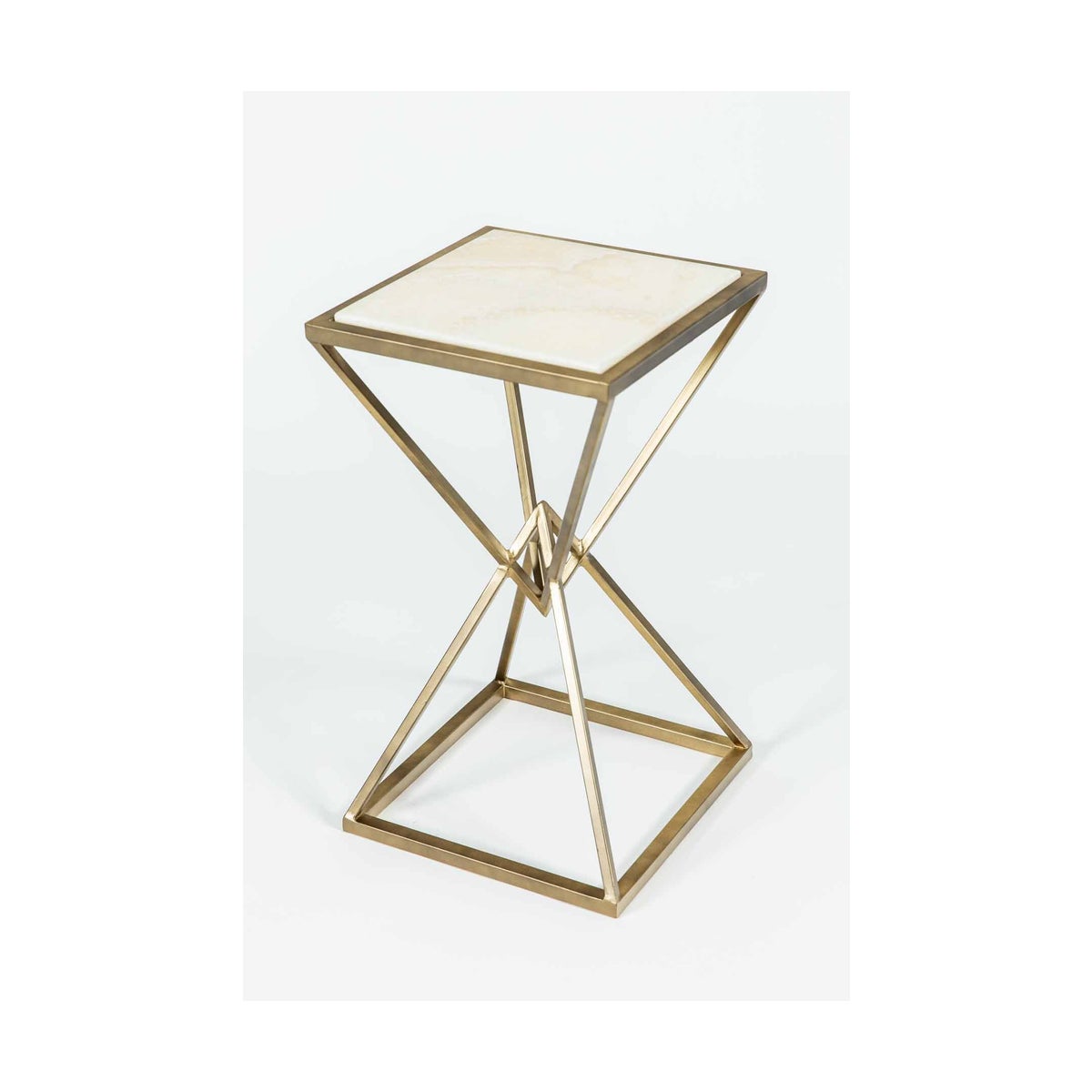Malcolm Accent Table in Antique Brass with Cream Onyx