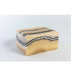 Tall Rectangle Onyx Box with Lid in Zebra