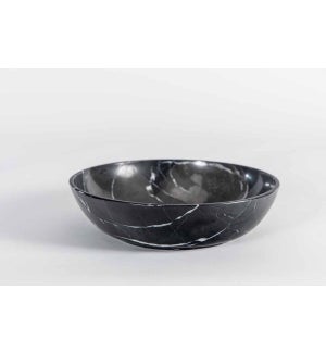 Low Round Bowl in Black Marble