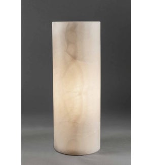 Large Cylinder Lamp in White Ice Onyx
