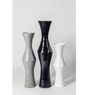 Set of 3 Floor Vases in Black, Gray, and Bianca Finish
