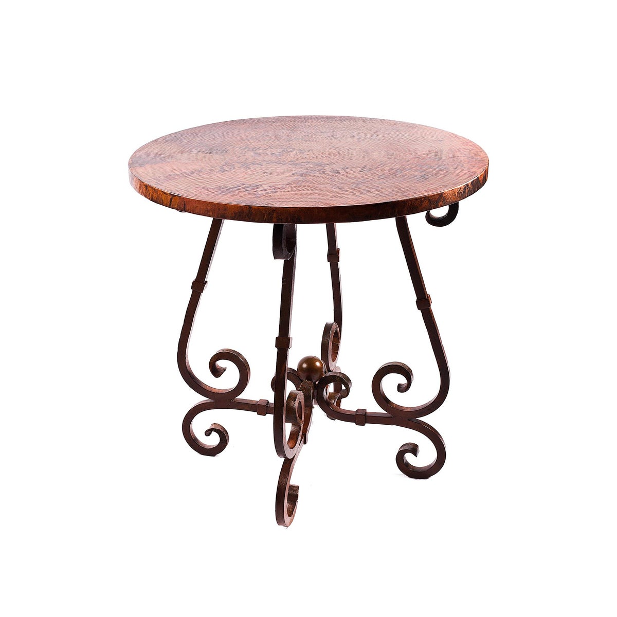 "French Bar Table with 40"" Round Hammered Copper Top"
