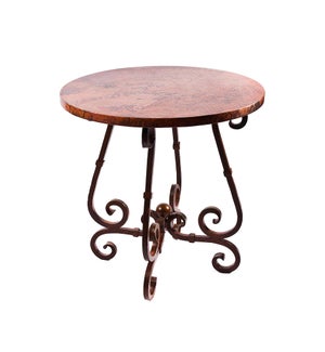 "French Bar Table with 40"" Round Hammered Copper Top"