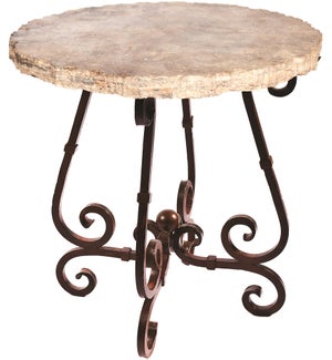 "French Bar Table with 40"" Round Marble Top with Live Edge"