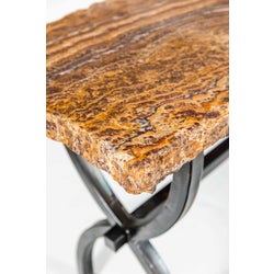 Monroe Console Table in Fire with Live Edge Top in Sienna Onyx