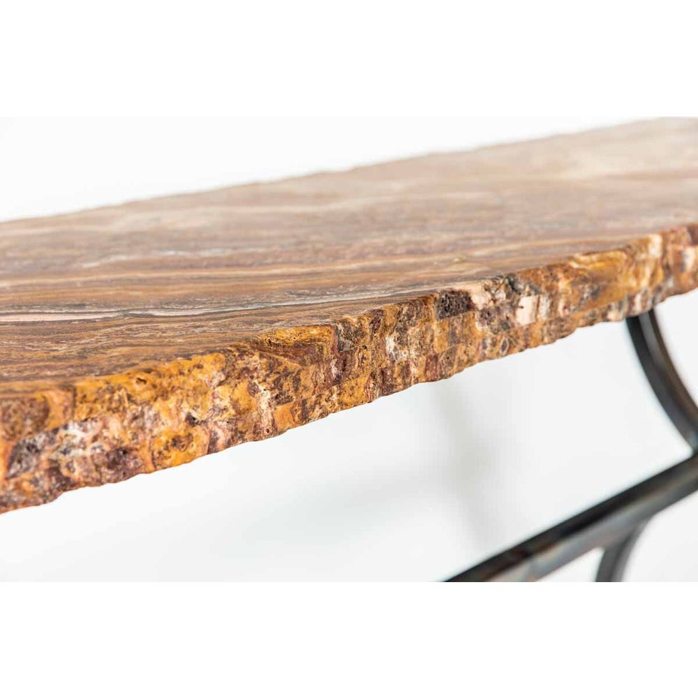 Monroe Console Table in Fire with Live Edge Top in Sienna Onyx