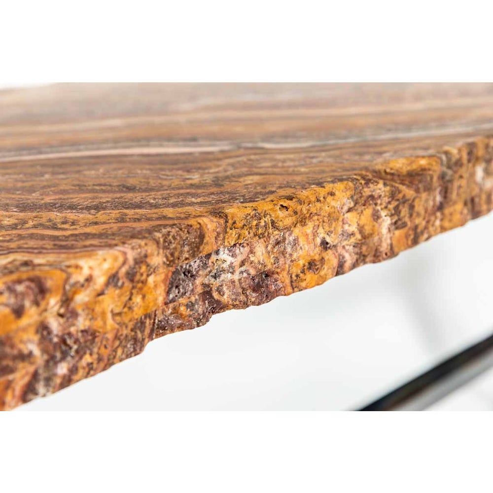 Monroe Console Table in Fire with Live Edge Top in Sienna Onyx