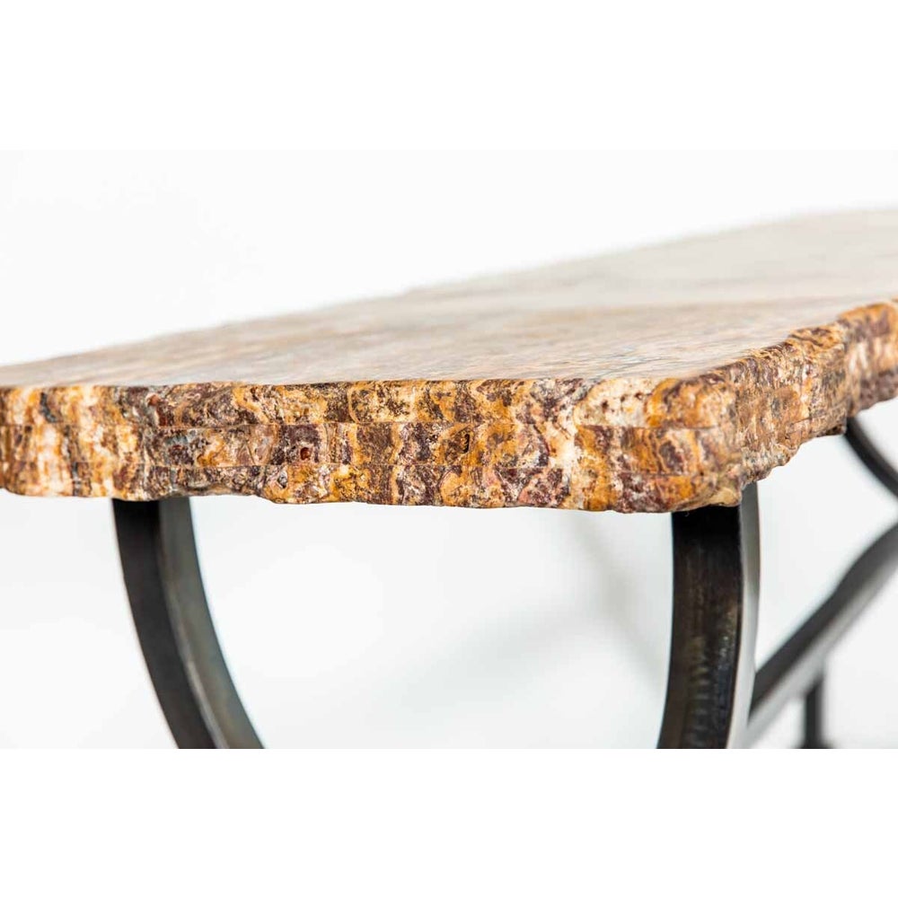 Monroe Console Table in Fire with Live Edge Top in Sienna Onyx