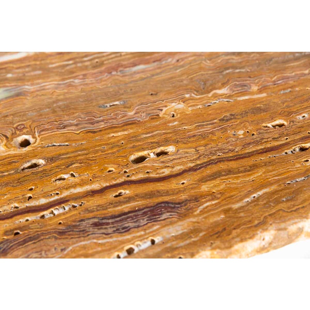 Monroe Console Table in Fire with Live Edge Top in Sienna Onyx