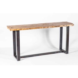 Monroe Console Table in Fire with Live Edge Top in Sienna Onyx