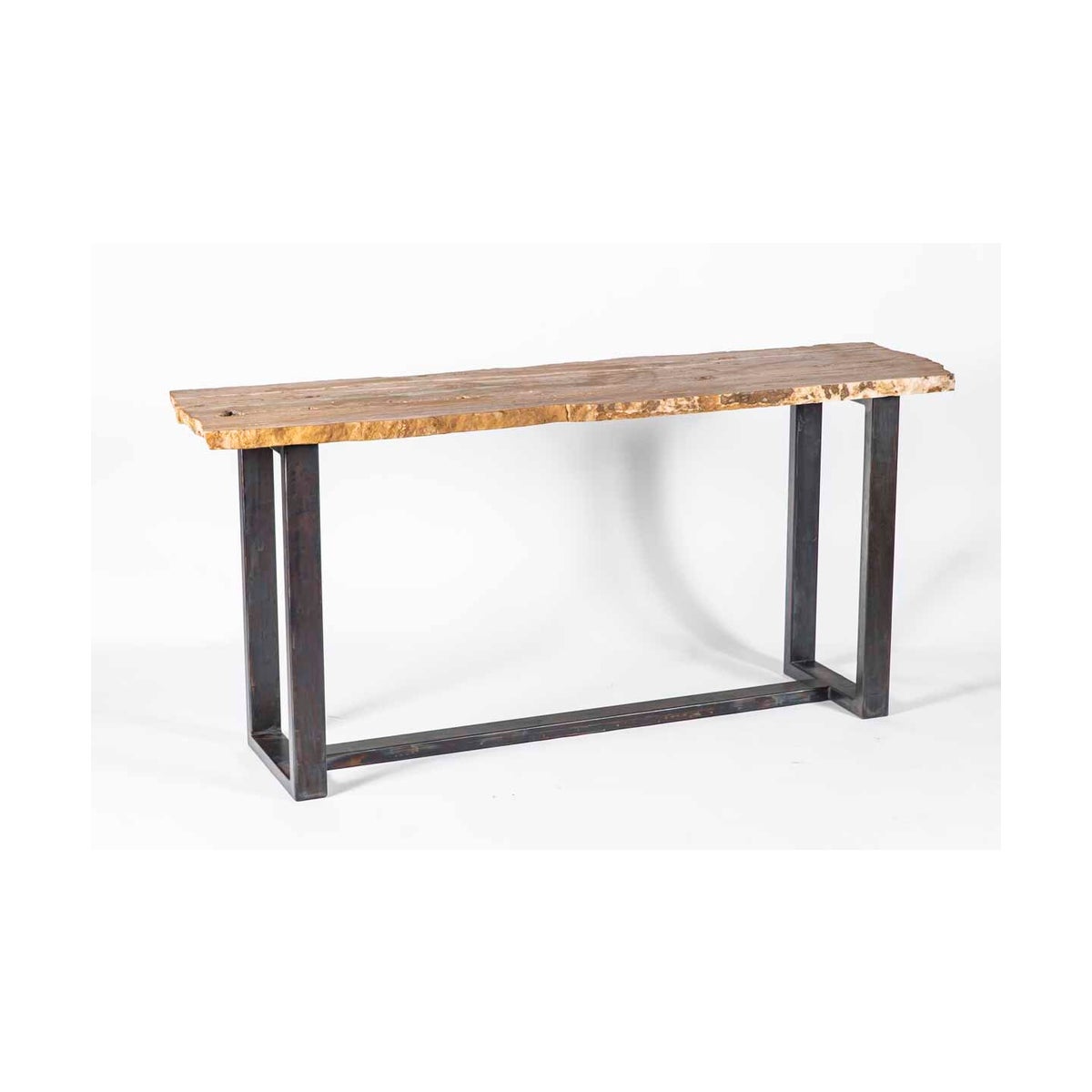 Monroe Console Table in Fire with Live Edge Top in Sienna Onyx