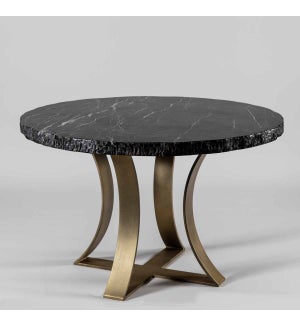 Gavin Dining Table with 42" Round Live Edge Polished Black Marble