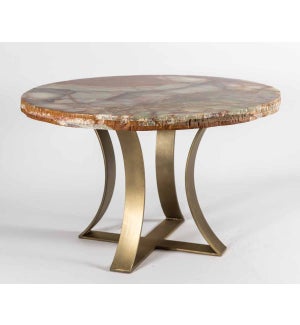Gavin Dining Table with 42" Round Live Edge Polished Green Onyx