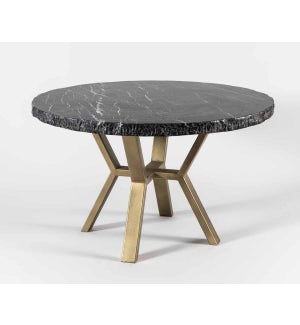 Tyler Dining Table with 42" Round Live Edge Polished Black Marble