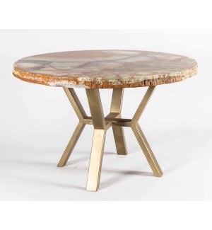 Tyler Dining Table with 42" Round Live Edge Polished Green Onyx