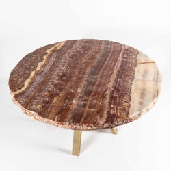 Tyler Dining Table with 42" Round Live Edge Polished Red Onyx