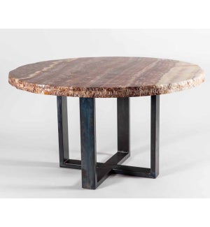 Collin Dining Table with 42" Round Live Edge Polished Red Onyx