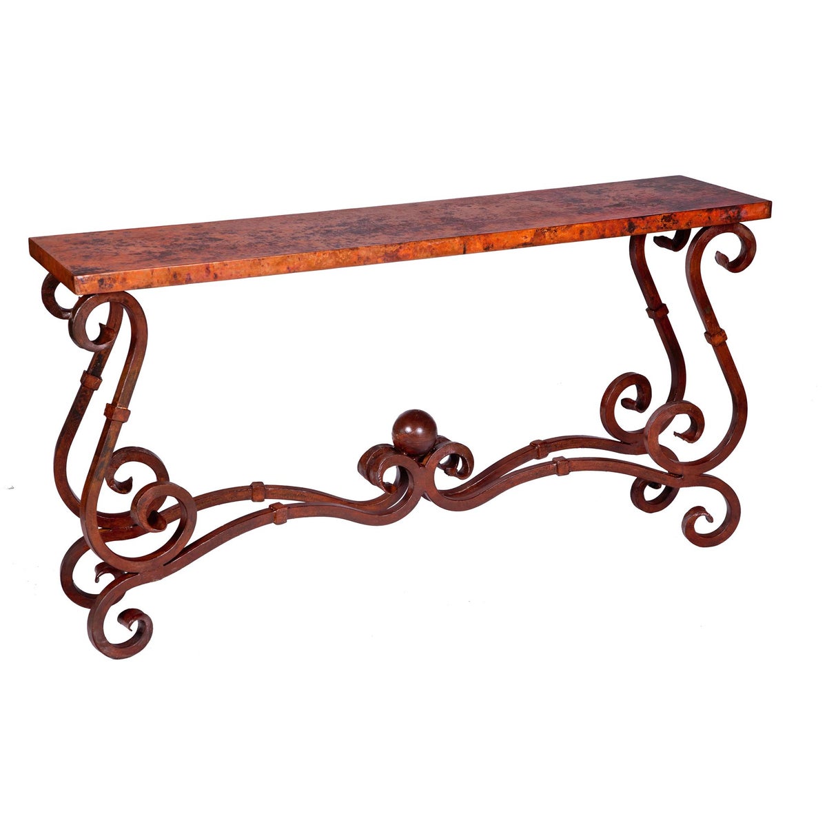 French Console Table with Hammered Copper Top