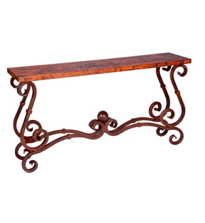 French Console Table with Hammered Copper Top