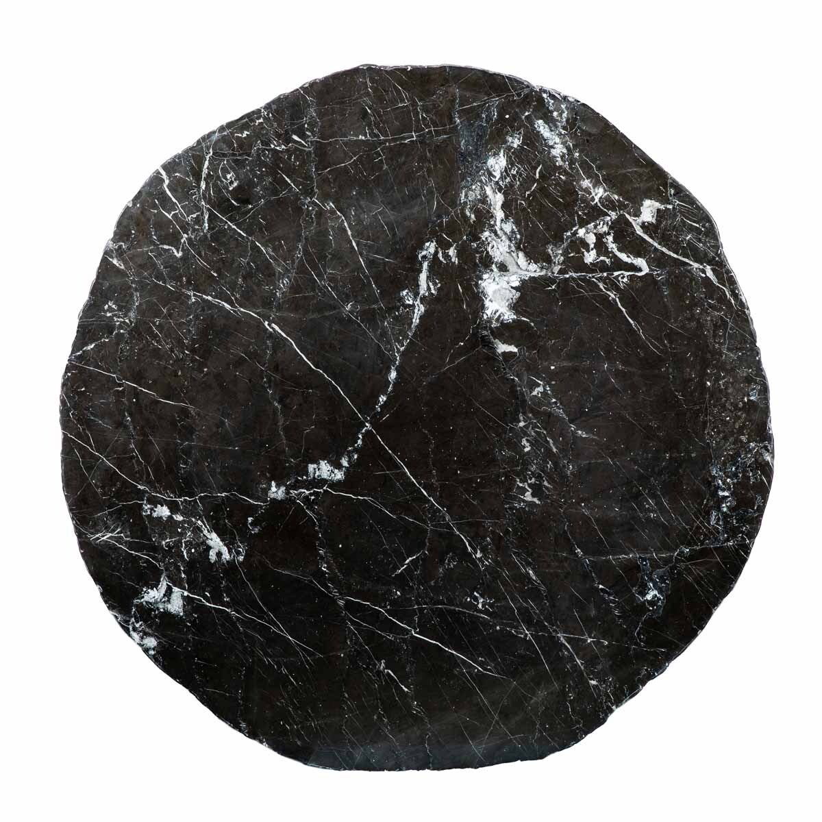 Black Marble Top Polished 42" Round x 2 1/2" Live Edge
