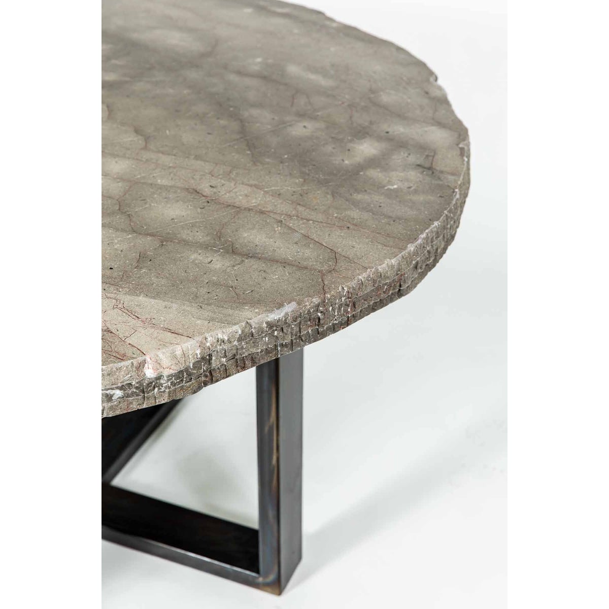 Gray Marble Top Polished 48" Round x 2 1/2" Live Edge