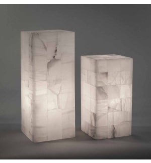 Small White Onyx Table Lamp with Square onyx detail