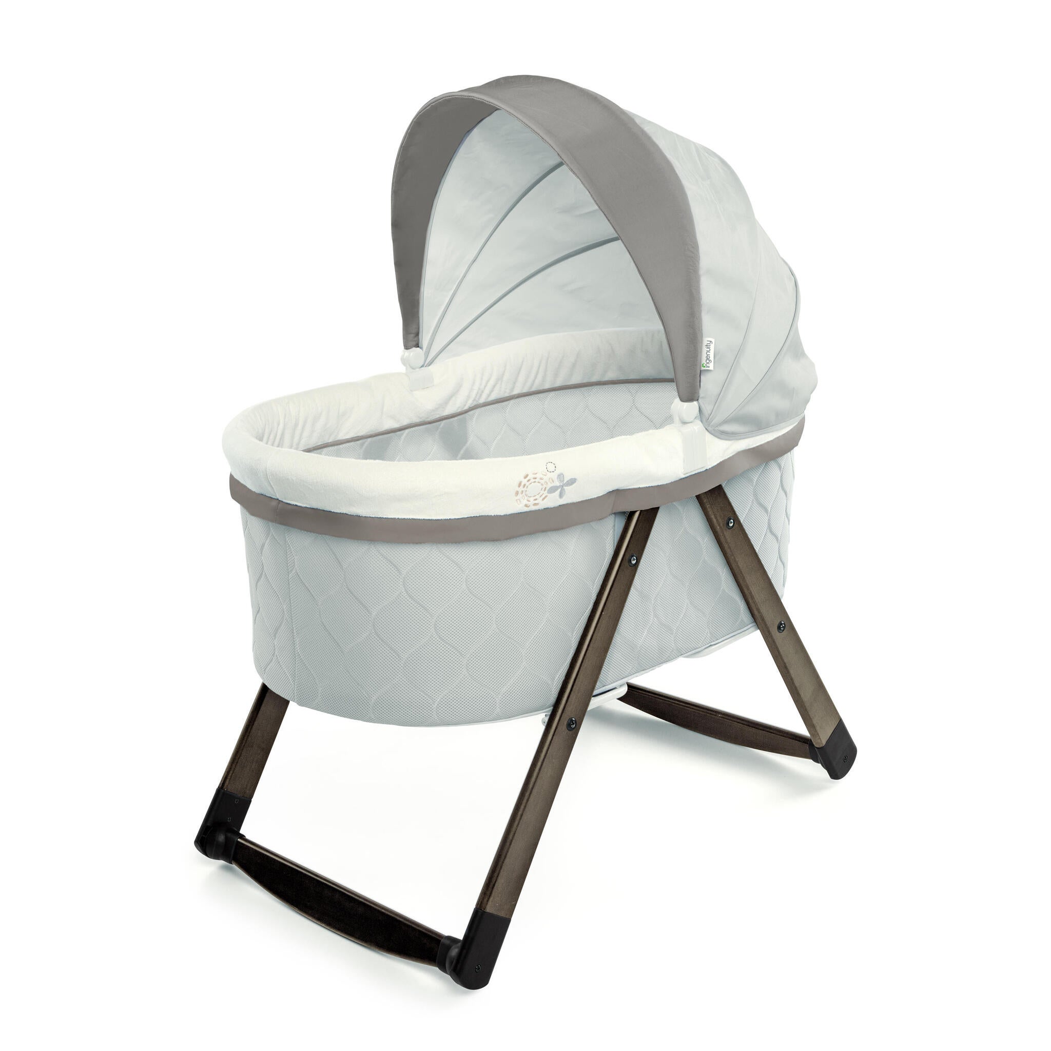 grey rocking crib