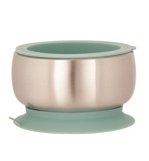 Baby Stainless Suction Bowl + Lid - Green