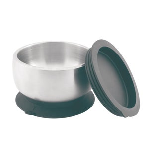 Baby Stainless Suction Bowl + Lid - Black