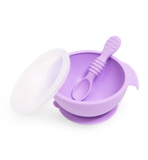 Silicone First Feeding Set with Lid & Spoon - Lavender