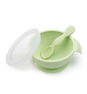 Silicone First Feeding Set w/Lid & Spoon - Sage
