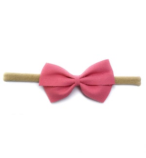 Thali Faux Suede Bow Headband - Candy Pink