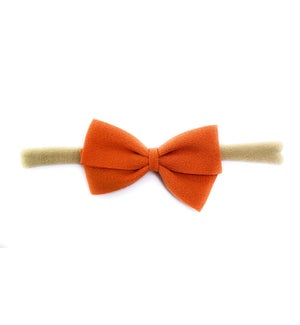 Thali Faux Suede Bow Headband - Orange