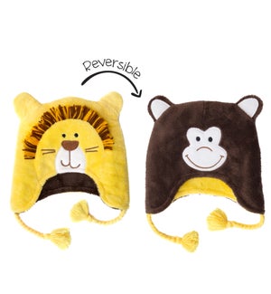 Kids UPF50+ Winter Hat - Lion/Monkey Small